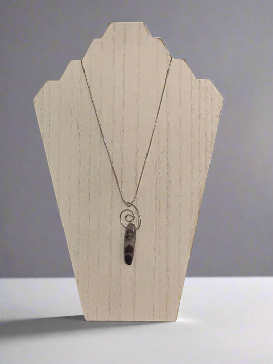 Amethyst Point Pendant Necklace With Silver Wire Bail