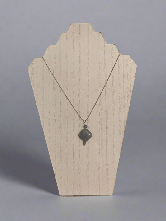 Gray Agate Pendant Necklace