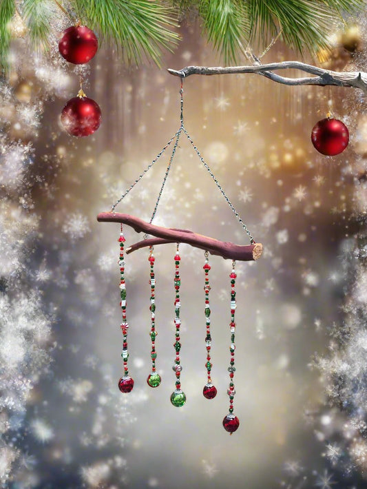Christmas Suncatcher Mobile on Manzanita Wood 🎄✨