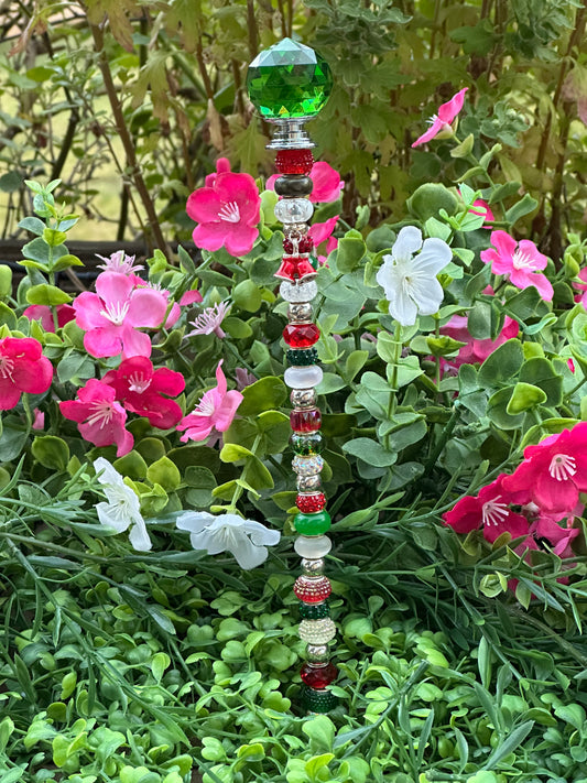 Christmas Fairy Stick in Shades of Green, Silver and Red