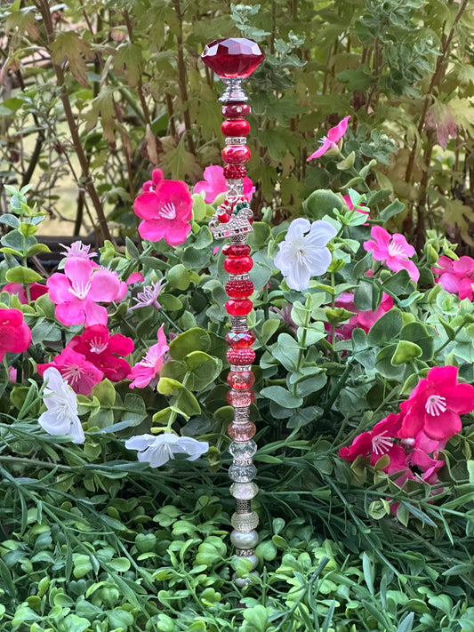 Christmas Fairy Stick in Shades of Red, White and Silver