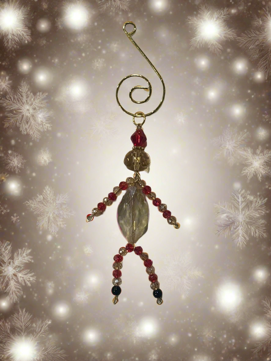 Christmas Elf Ornament on With Gold Faceted Glass and Gold Musical Note Hook