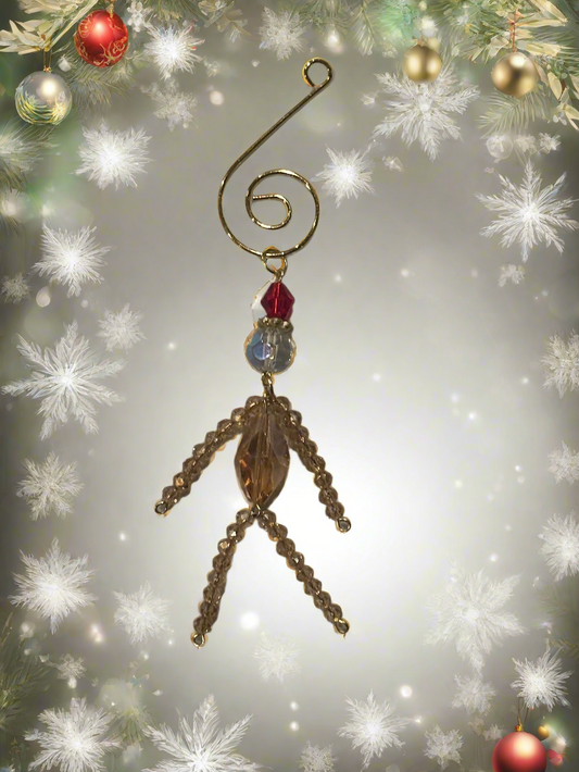 Christmas Elf Ornament on With Gold Faceted Glass and Gold Musical Note Hook