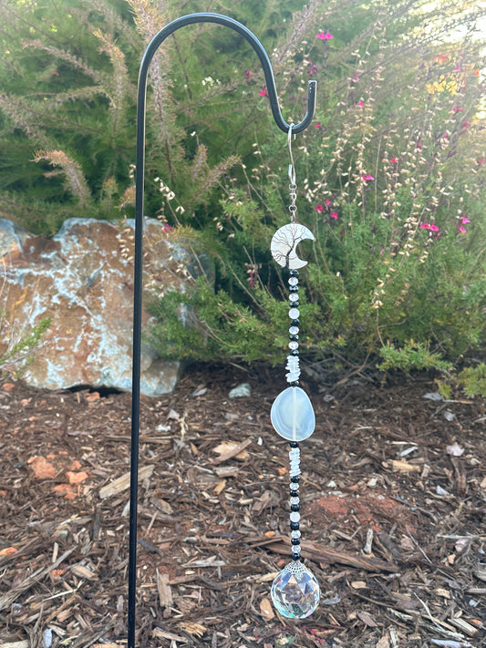 Wire-Wrapped Crescent Moon Suncatcher With 40 mm Prism 🌙✨