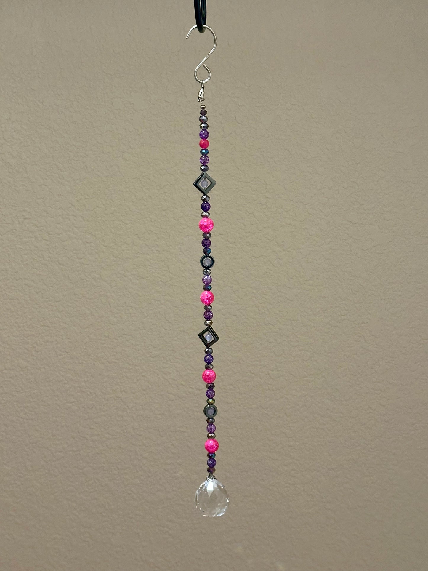 Purple, Pink and Gray Bead Suncatcher
