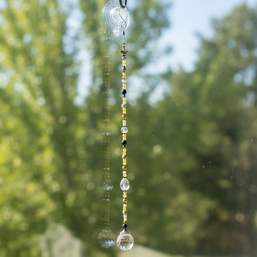 Labradorite & Yellow Agate Bumblebee Suncatcher