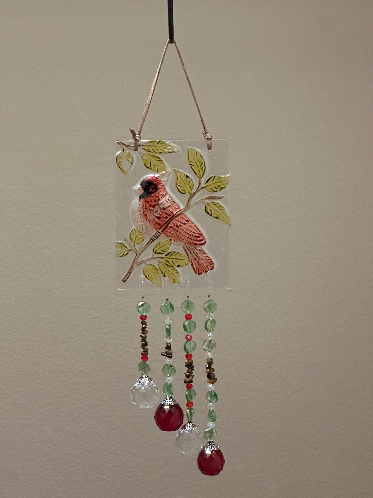 Glass Cardinal Suncatcher Mobile