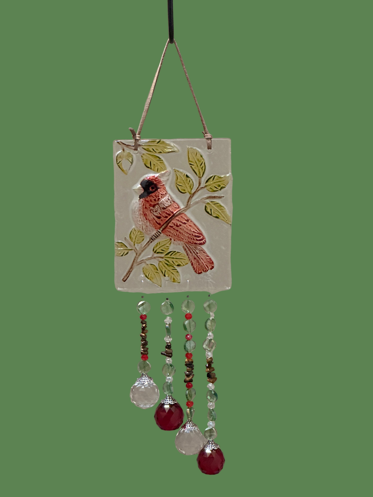 Glass Cardinal Suncatcher Mobile