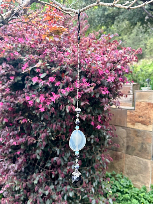 Black and White Heart and Agate Suncatcher