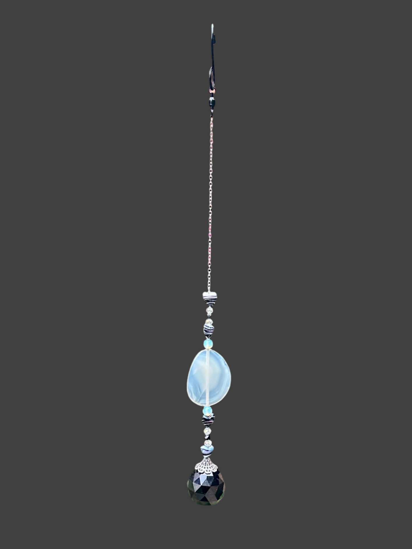 Black and White Heart and Agate Suncatcher