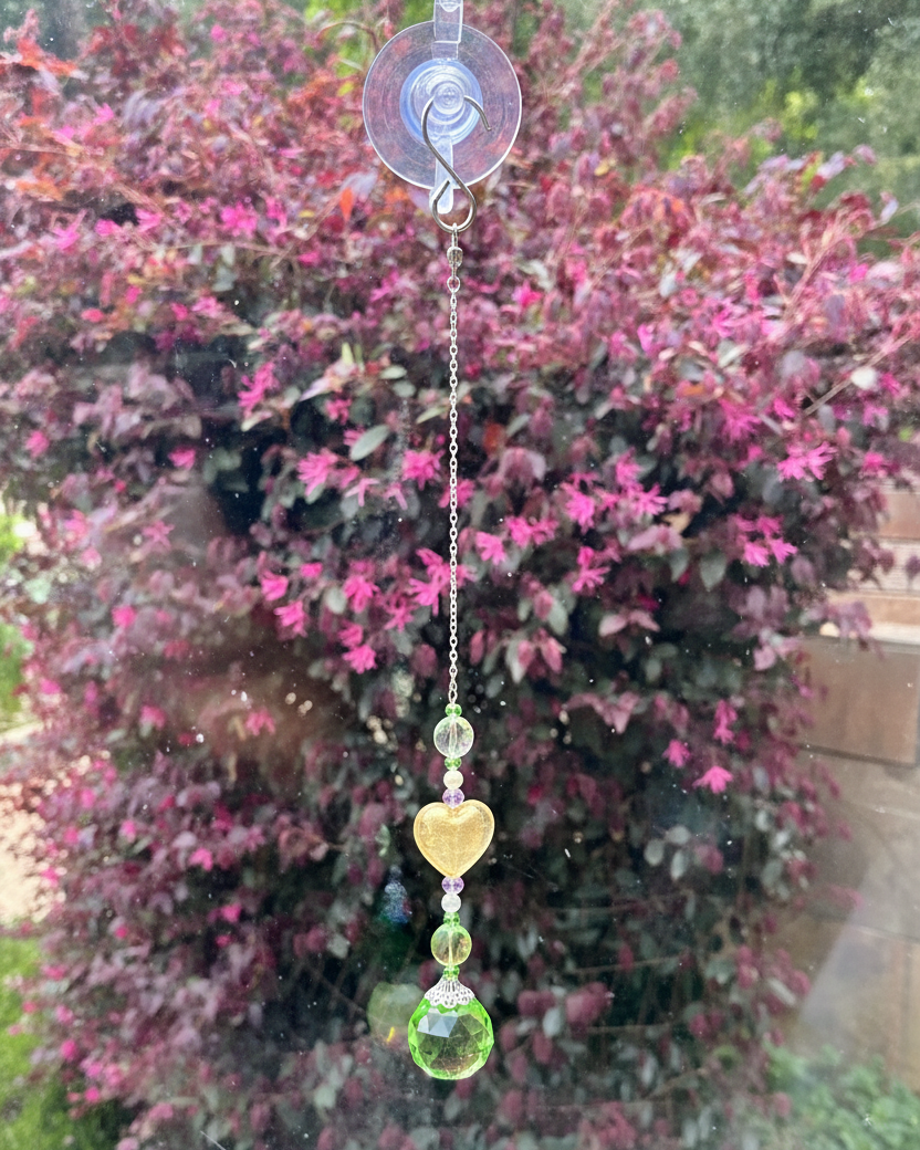 Green, Yellow and Purple Suncatcher with Citrine Accents