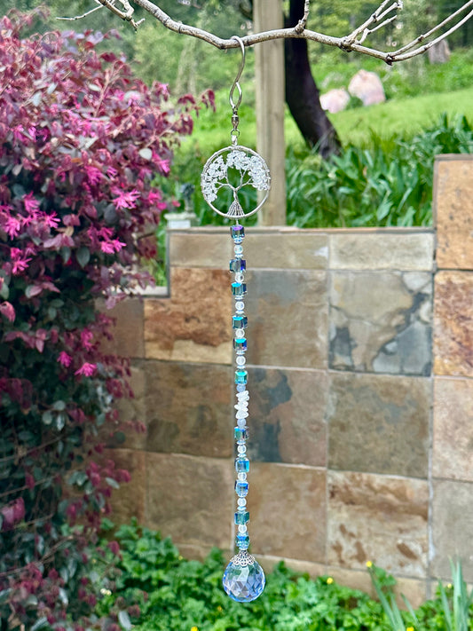 White Quartz Tree of Life Suncatcher