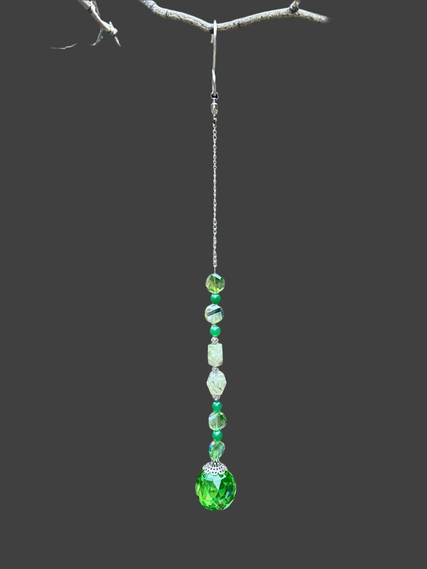 Green Aventurine and Agate Suncatcher