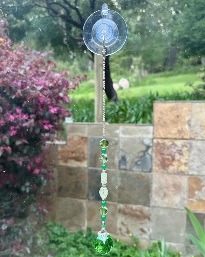 Green Aventurine and Agate Suncatcher