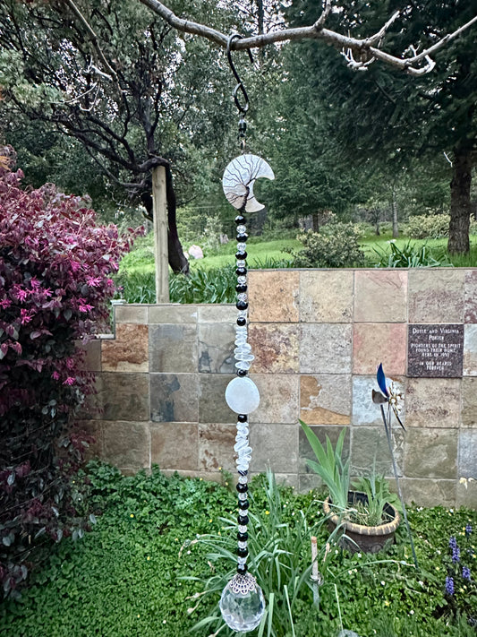Wire-Wrapped Crescent Moon Suncatcher With 30 mm Prism 🌙✨