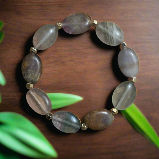 Fluorite and Gold Hematite Bracelet