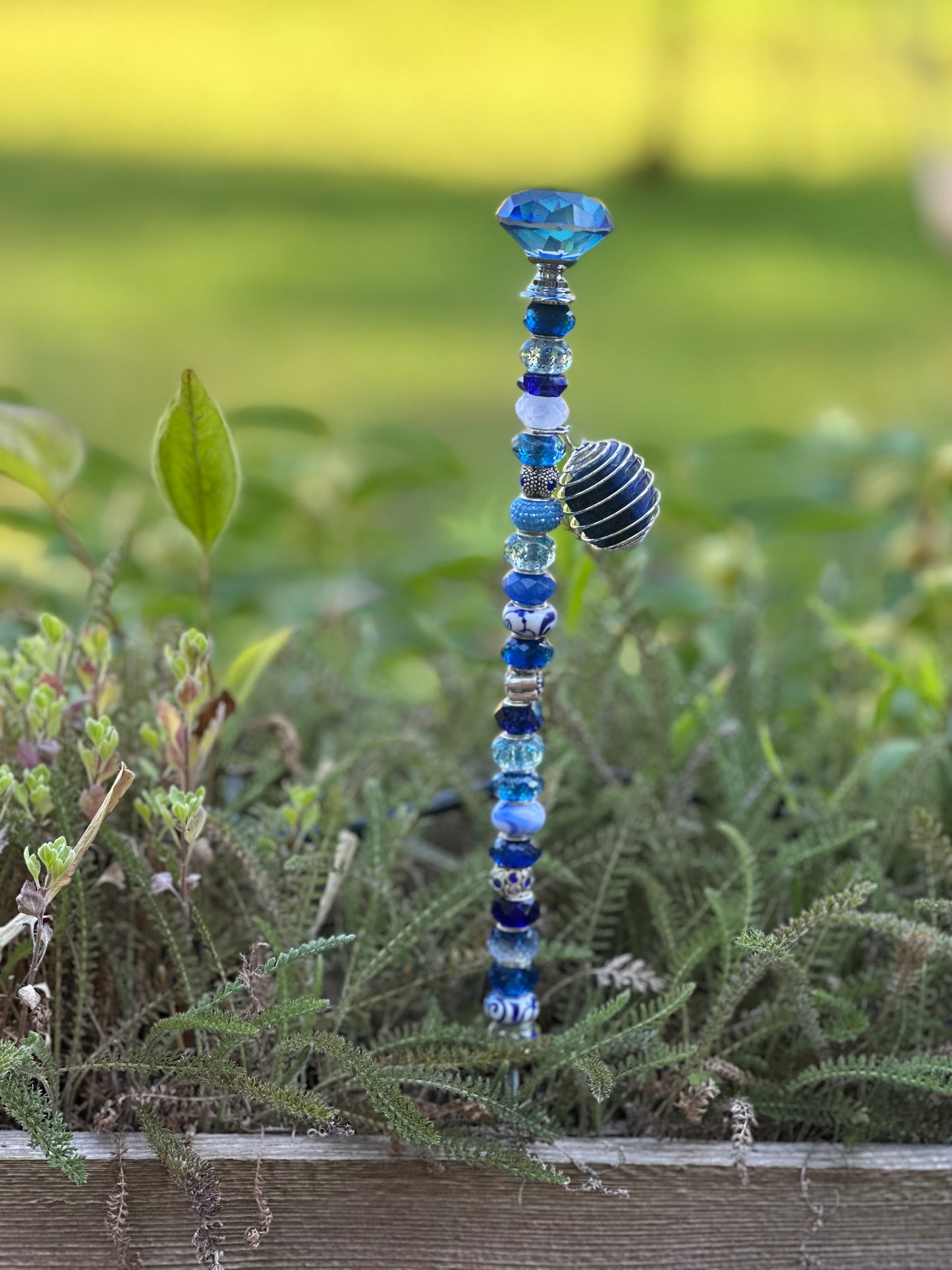 Blue & White Garden Fairy Stick with Sodalite Charm