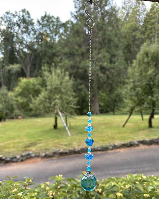 Blue stripped agate suncatcher
