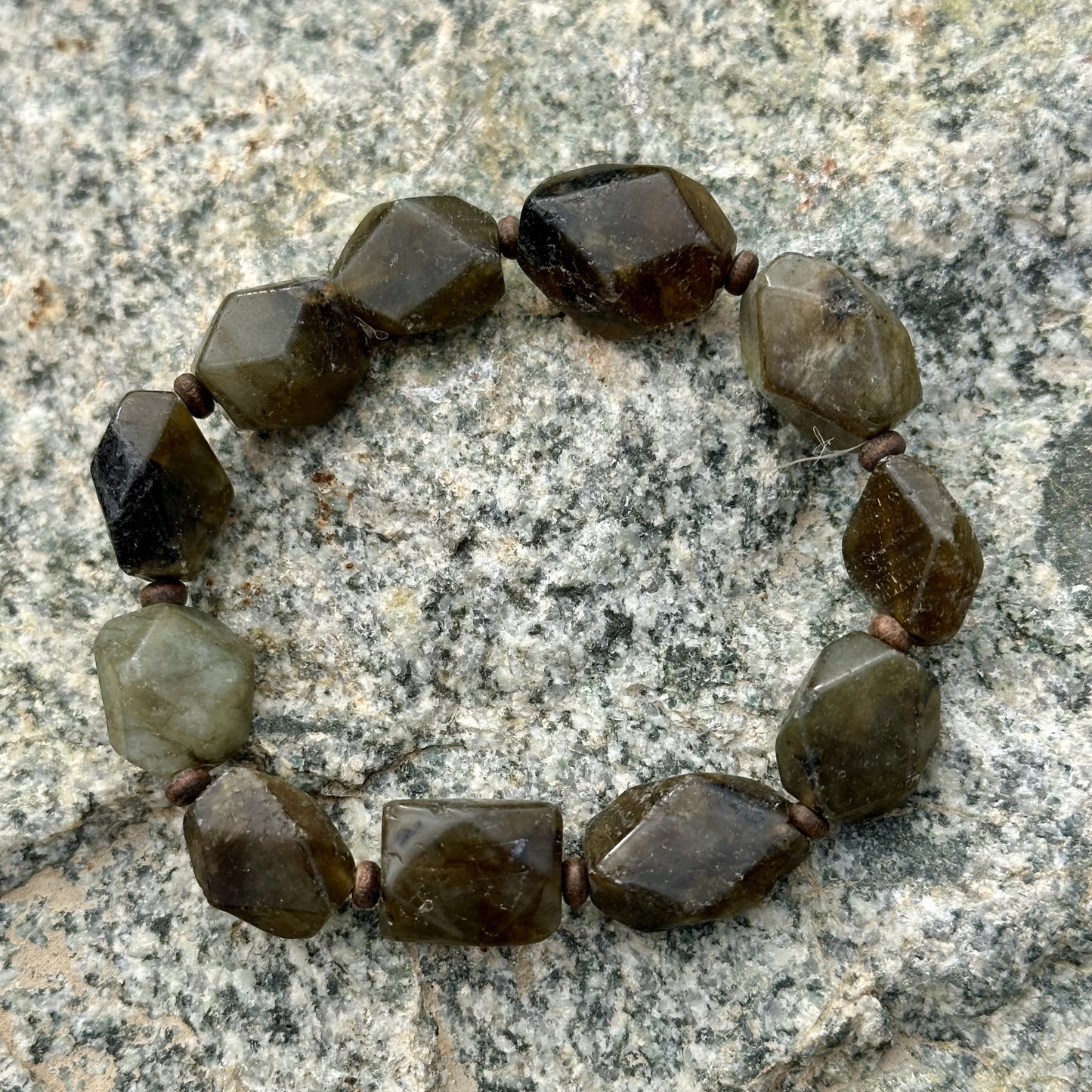Labradorite Hexagon Bead Bracelet