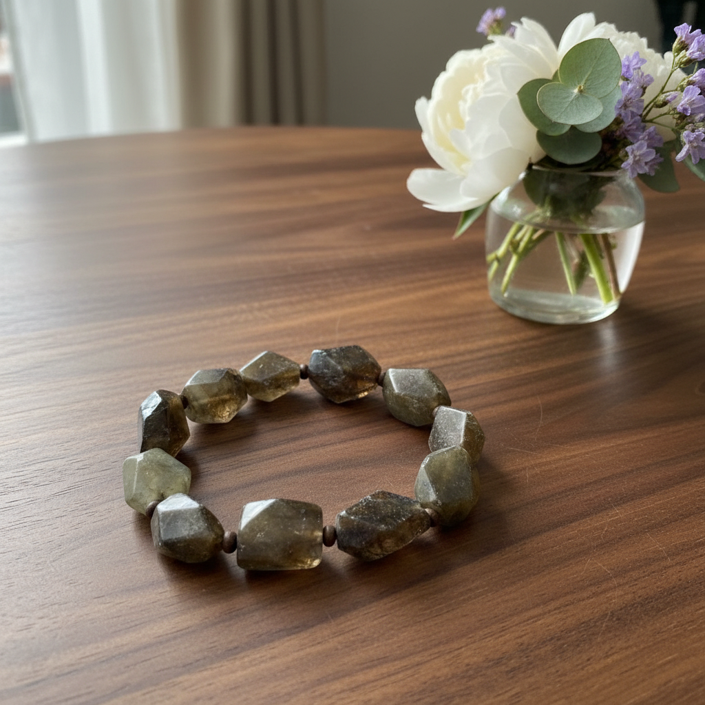 Labradorite Hexagon Bead Bracelet