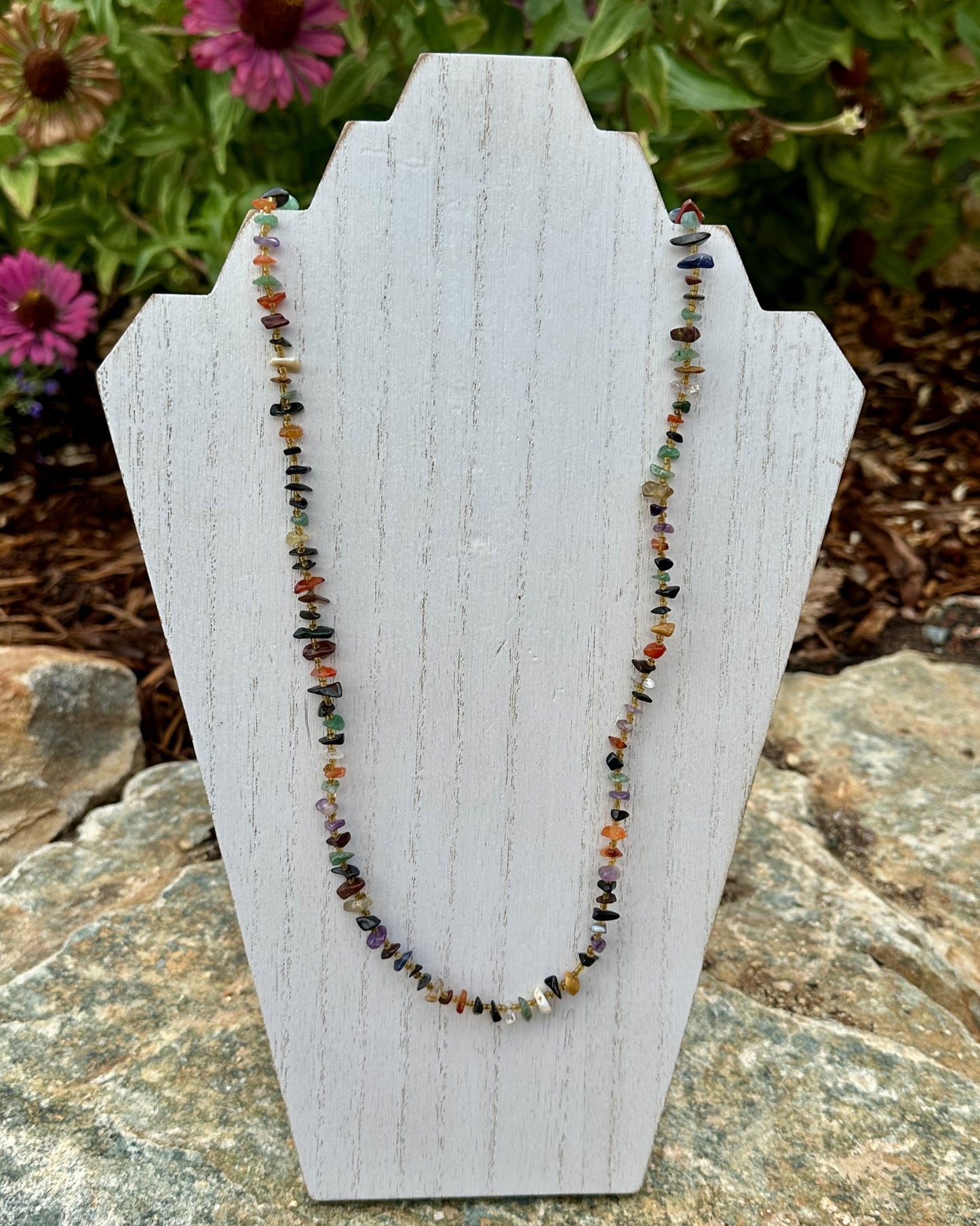 Multi-Gemstone Chip Bead Necklace
