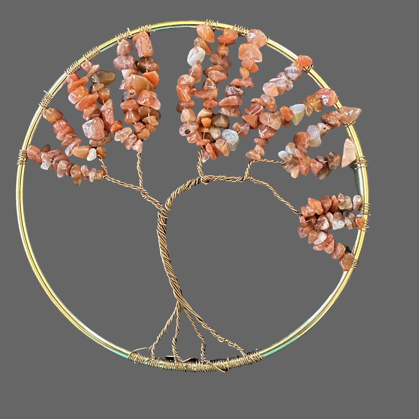 Carnelian and Antique Brass Tree of Life 6-Inch Wall/Window Hanging