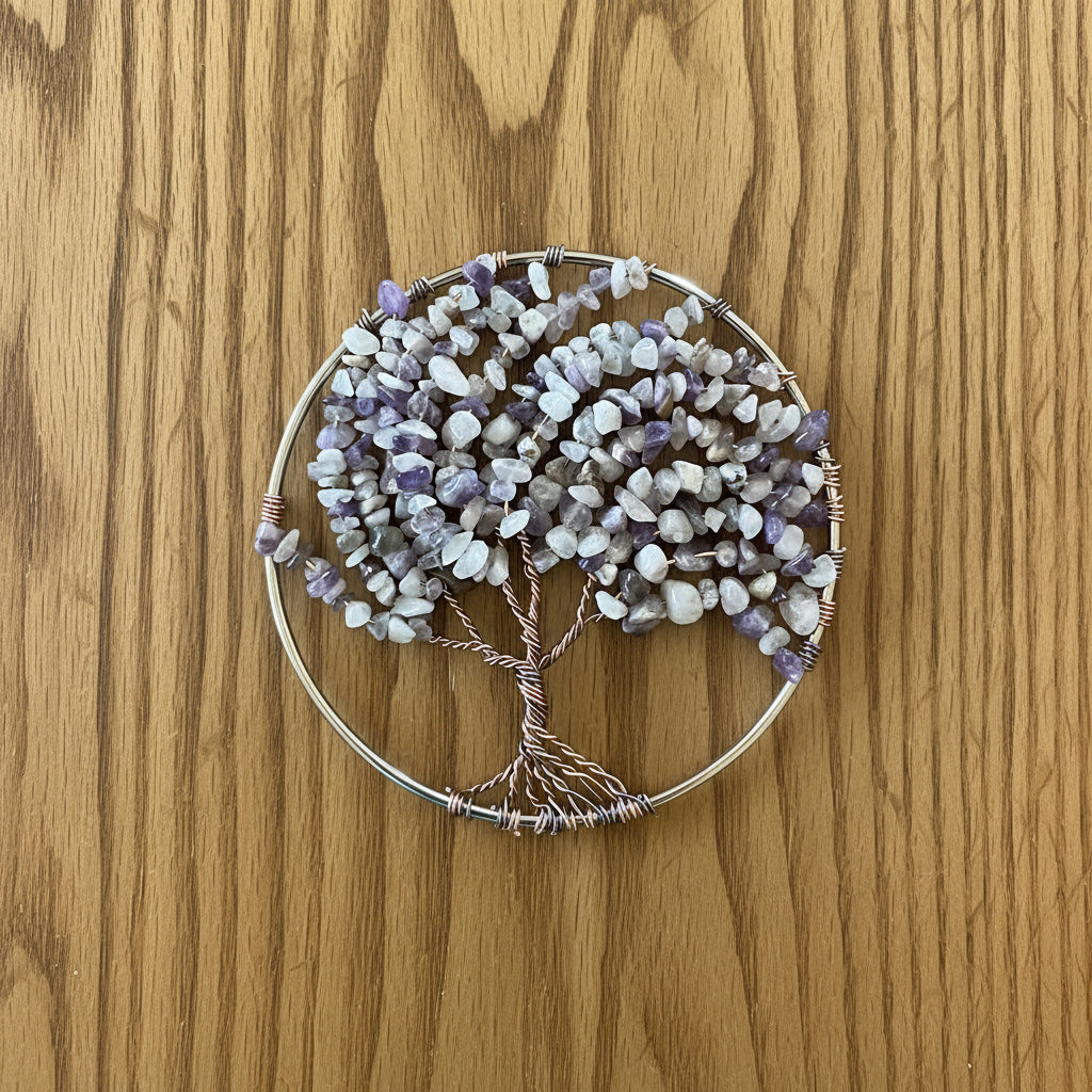 Amethyst & Silver Tree of Life – 5-Inch Wall/Window Hanging