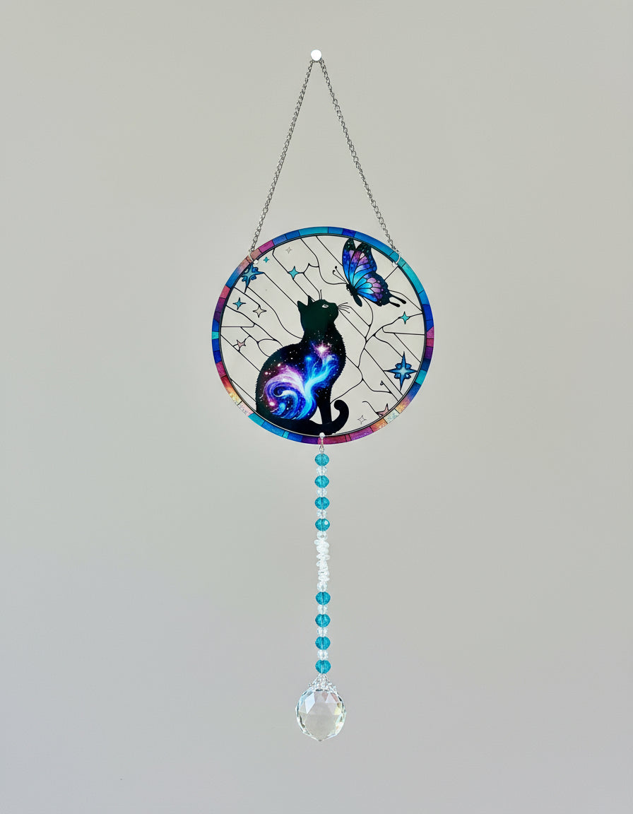 Black Cat and Butterfly Suncatcher