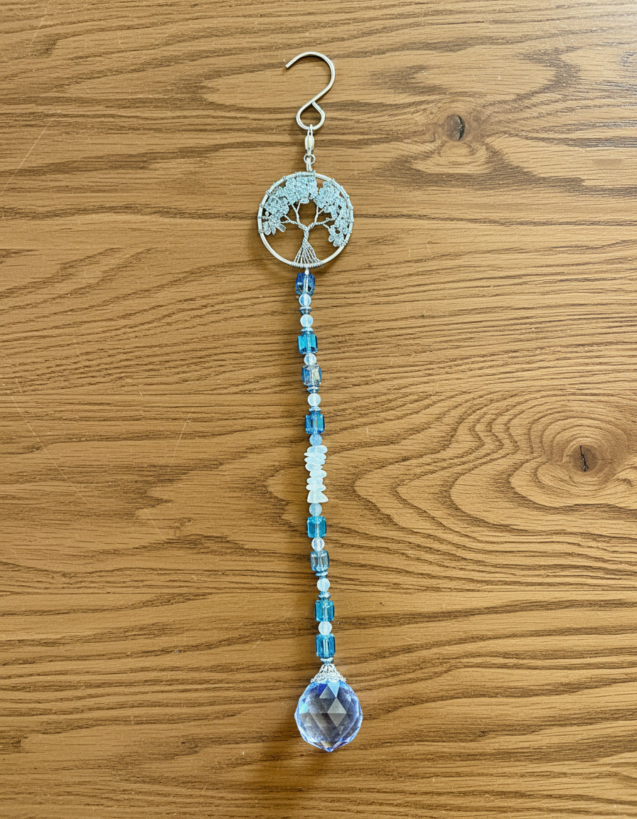 White Quartz Tree of Life Suncatcher