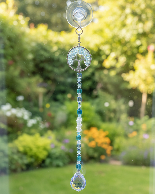White Quartz Tree of Life Suncatcher