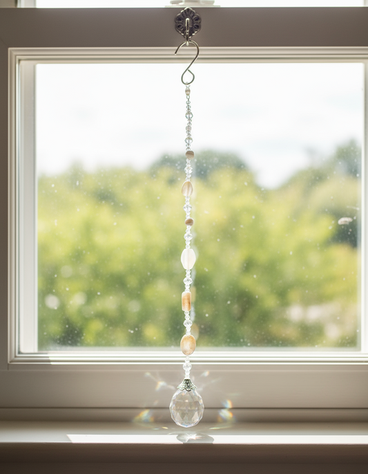 Agate and Clear Faceted Glass Suncatcher