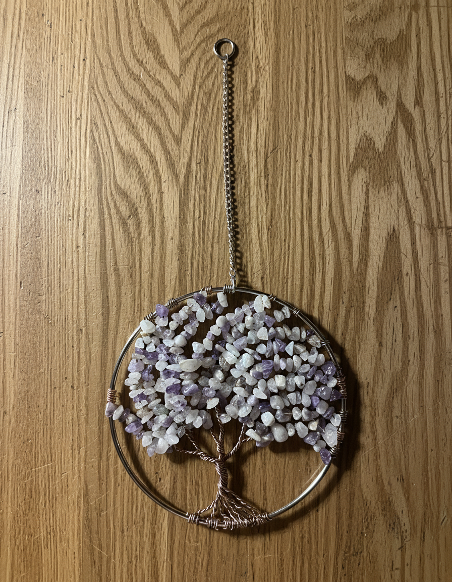 Amethyst & Silver Tree of Life – 5-Inch Wall/Window Hanging