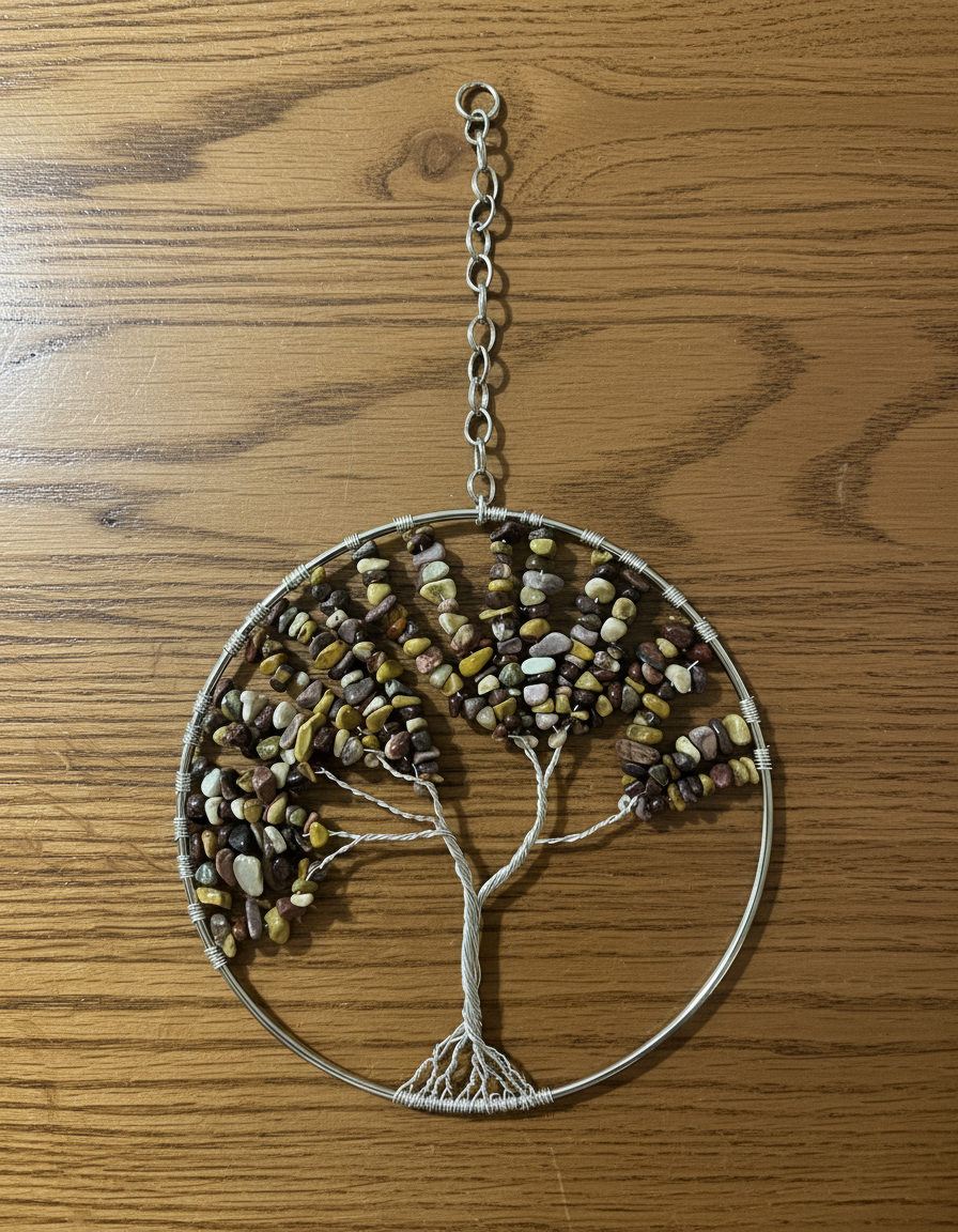 Mookaite & Silver Tree of Life - 6-Inch Wall/Window Hanging