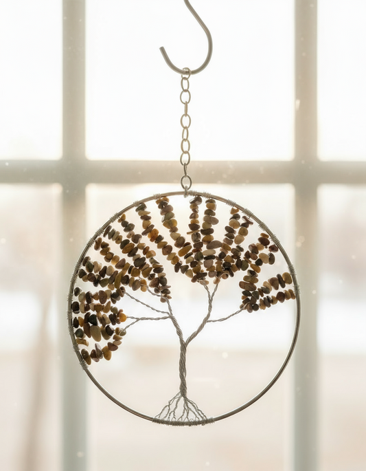 Mookaite & Silver Tree of Life - 6-Inch Wall/Window Hanging