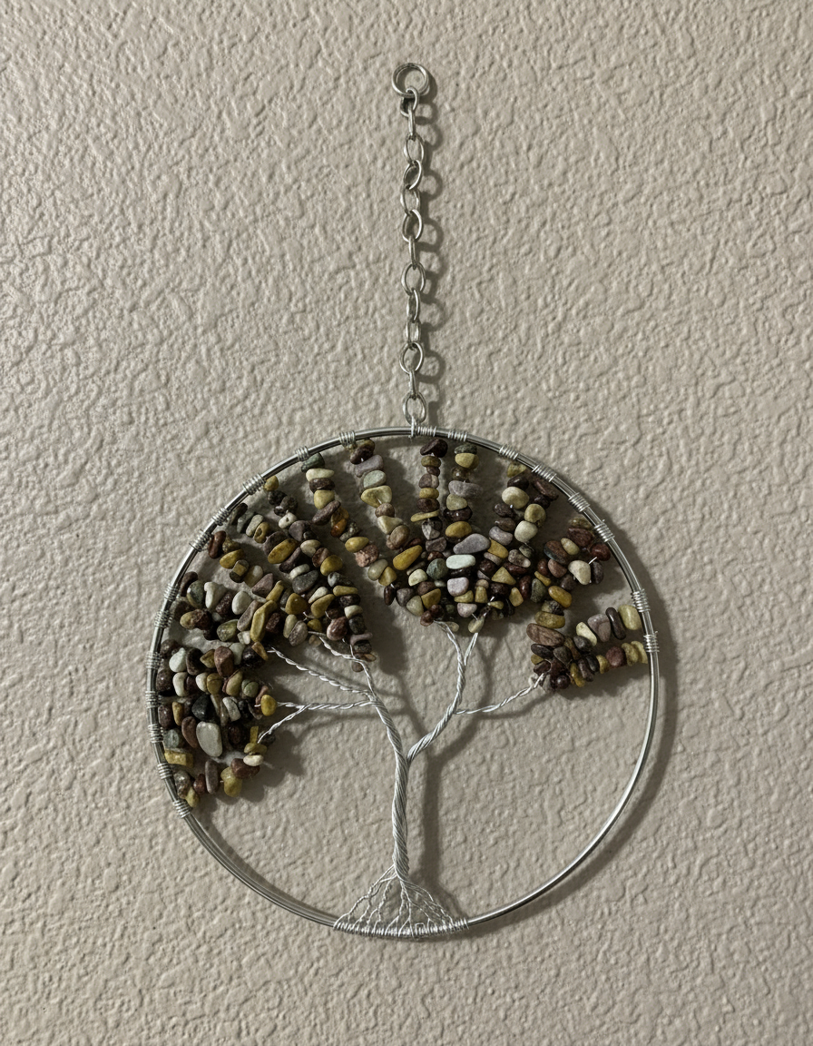 Mookaite & Silver Tree of Life - 6-Inch Wall/Window Hanging