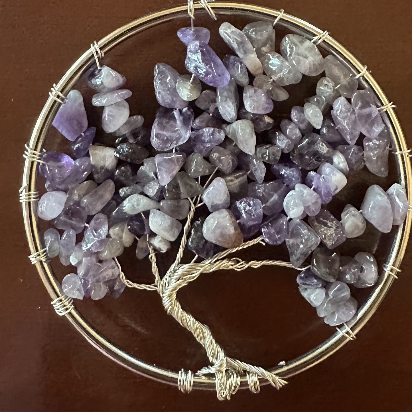 Amethyst & Silver Tree of Life – 3-Inch Wall/Window Hanging