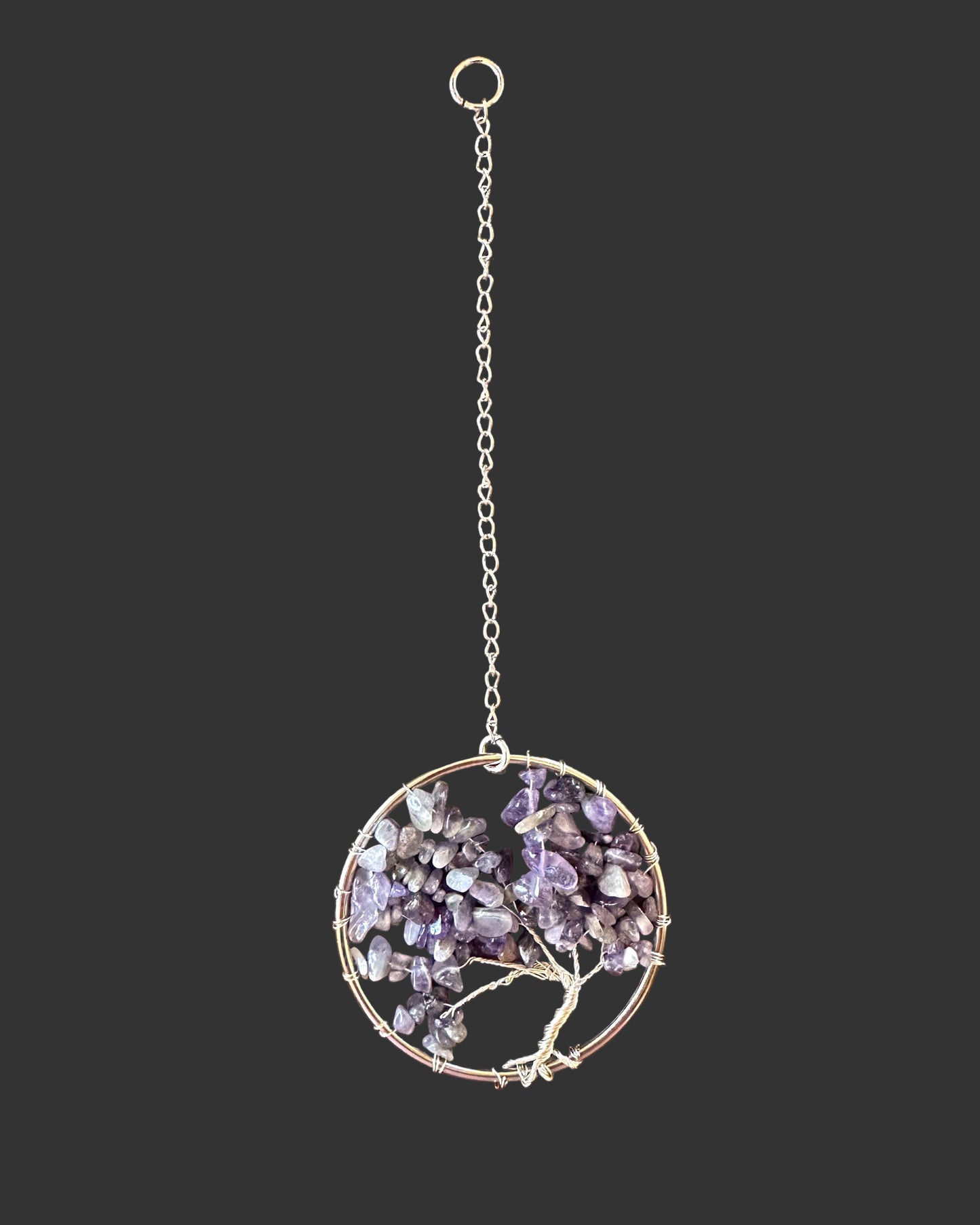 Amethyst & Silver Tree of Life – 3-Inch Wall/Window Hanging