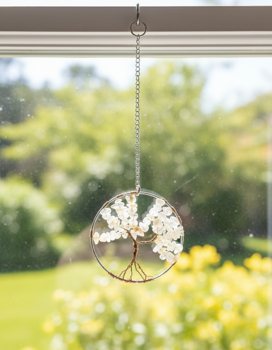 Citrine, Antique Brass and Silver Tree of Life - 3-Inch Wall/Window Hanging