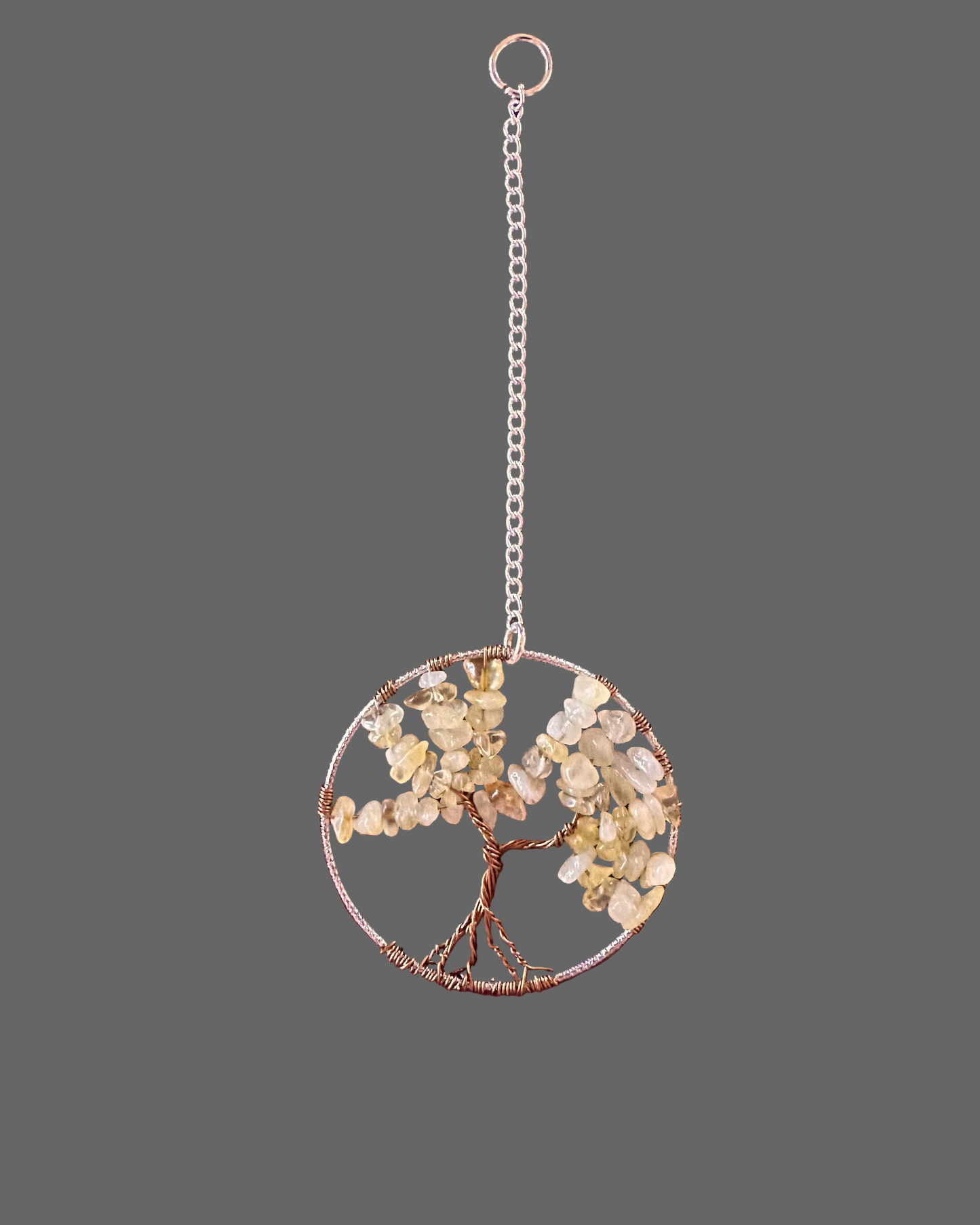 Citrine, Antique Brass and Silver Tree of Life - 3-Inch Wall/Window Hanging