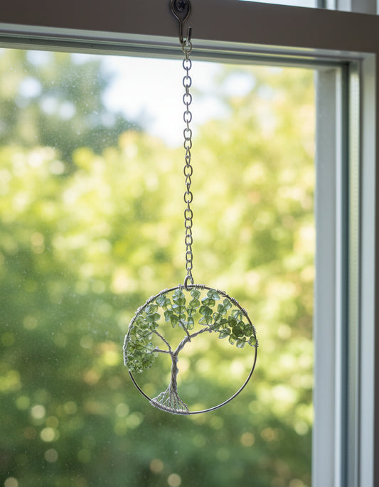 Peridot & Silver Tree of Life - 3-Inch Wall/Window Hanging