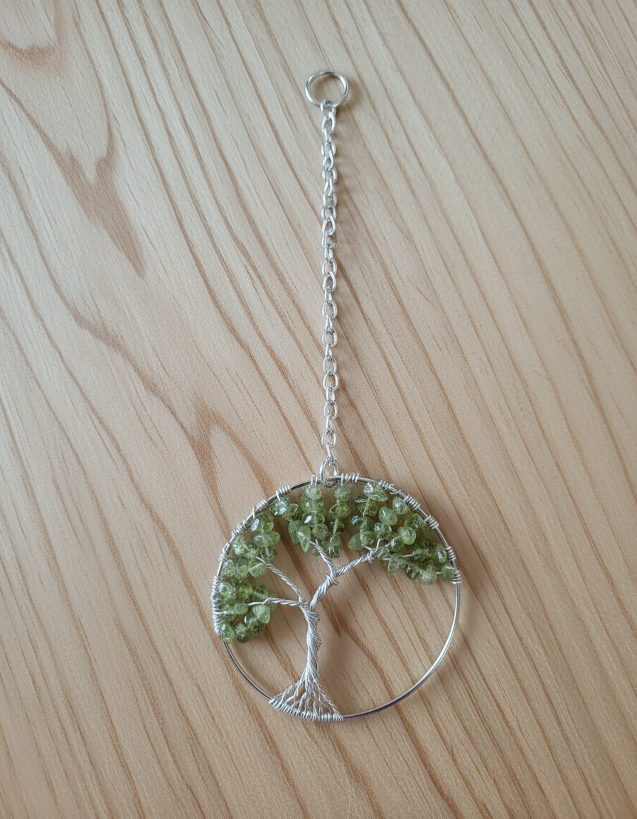 Peridot & Silver Tree of Life - 3-Inch Wall/Window Hanging