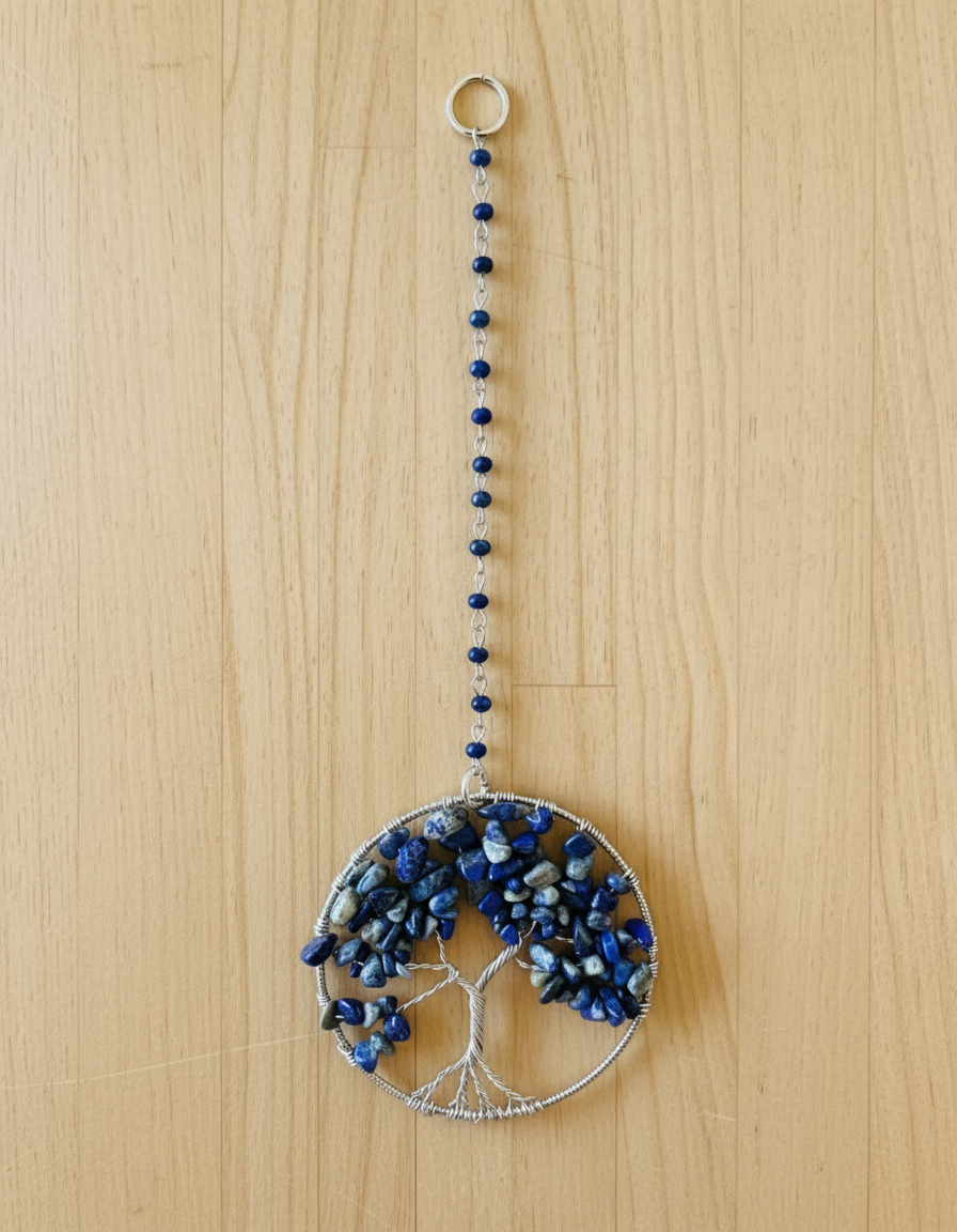 Lapis Lazuli & Silver Tree of Life- 3-Inch Wall/Window Hanging