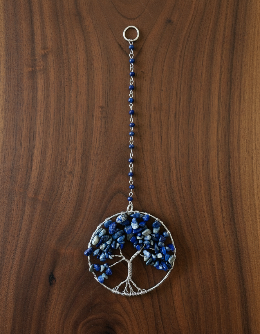 Lapis Lazuli & Silver Tree of Life- 3-Inch Wall/Window Hanging