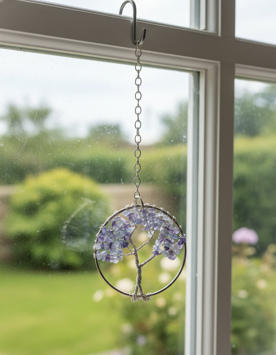 Fluorite & Gold Tree of Life - 3-Inch Wall/Window Hanging