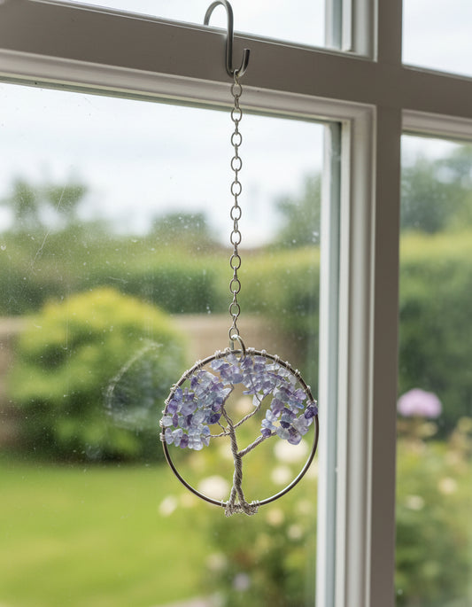 Fluorite & Gold Tree of Life - 3-Inch Wall/Window Hanging