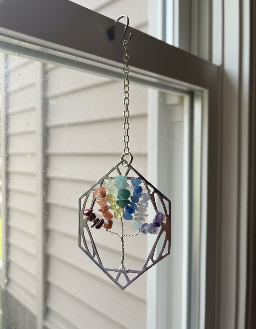 Chakra Tree & Gold Tree of Life - 4-Inch Wall/Window Hanging
