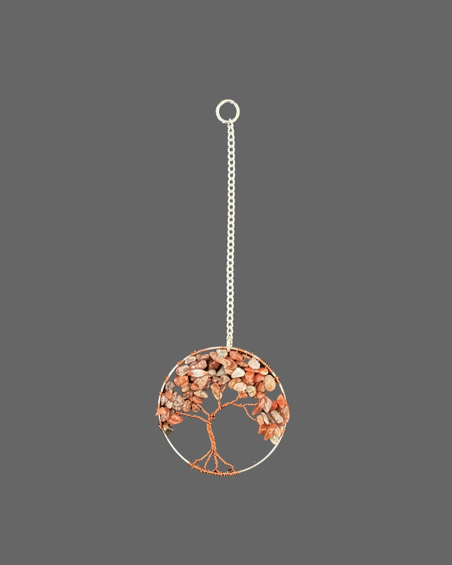 Carnelian and Antique Brass Tree of Life 3-Inch Wall/Window Hanging
