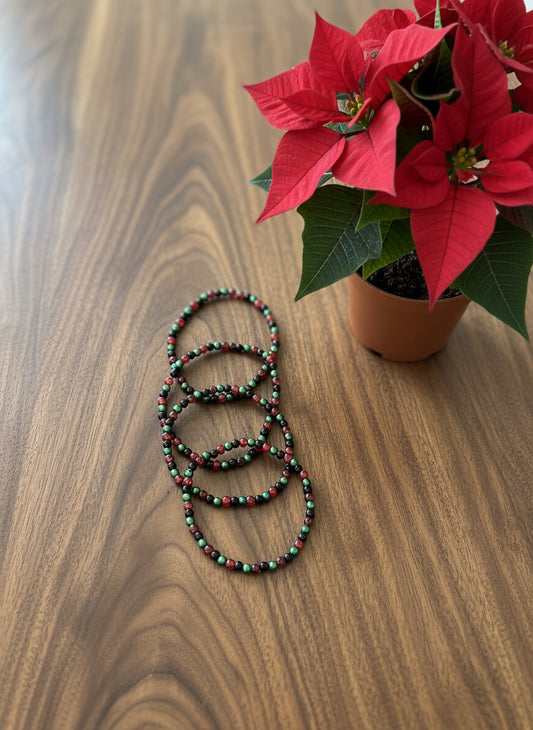 Red, Green and Black Stackable Bracelets