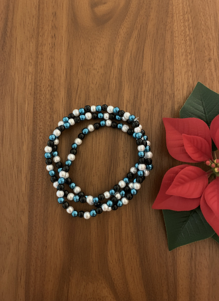 Black, White, and Blue Stackable Bracelets