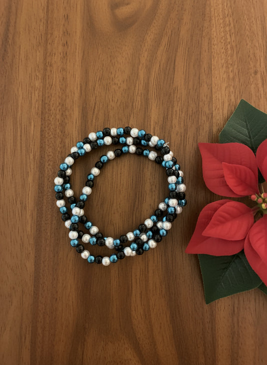 Black, White, and Blue Stackable Bracelets